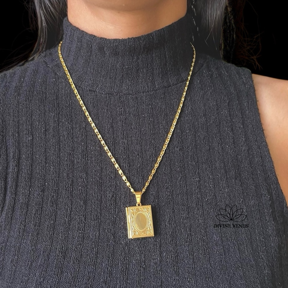 Book Locket Necklace | Gold Plated Stainless Steel | Handmade With Love 🫶🏼
